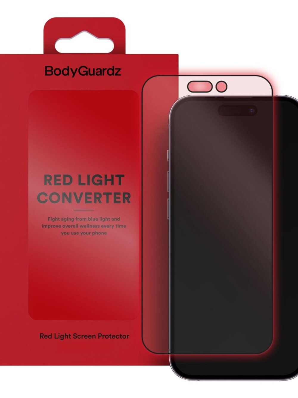 BodyGuardz Red Light Converter Screen Protector – Passive Red Light Therapy for